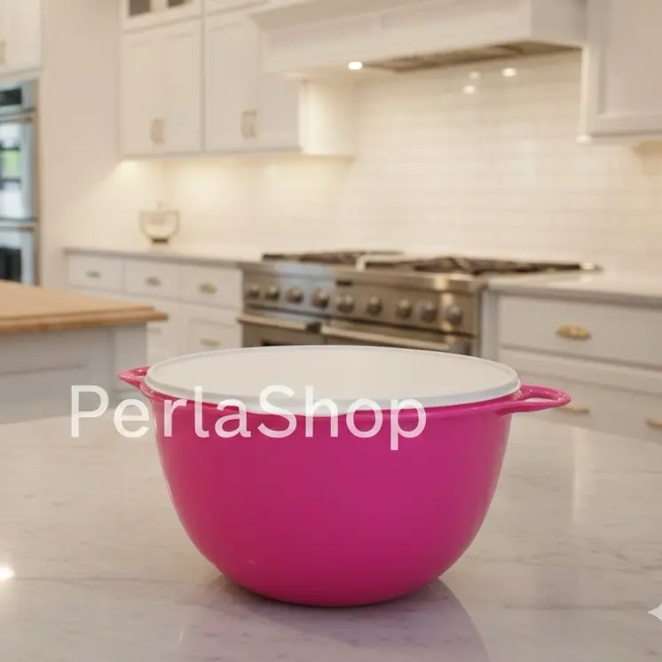 Thatsa Extra-Large Ergonomic Colored Plastic Bowl with Sealed Lid, 59-Cup (14L) Hot Pink Kitchenware for Mix, Serve, Store, Party Prep, Baking (Ideal for Bakers)