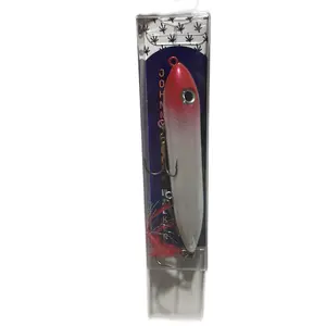 Johnny Creek Walker BRW Big Red Walker Red Head White Body vmc #2 Treble Hook - Red dressed tail Hook for Topwater Lure Fishing