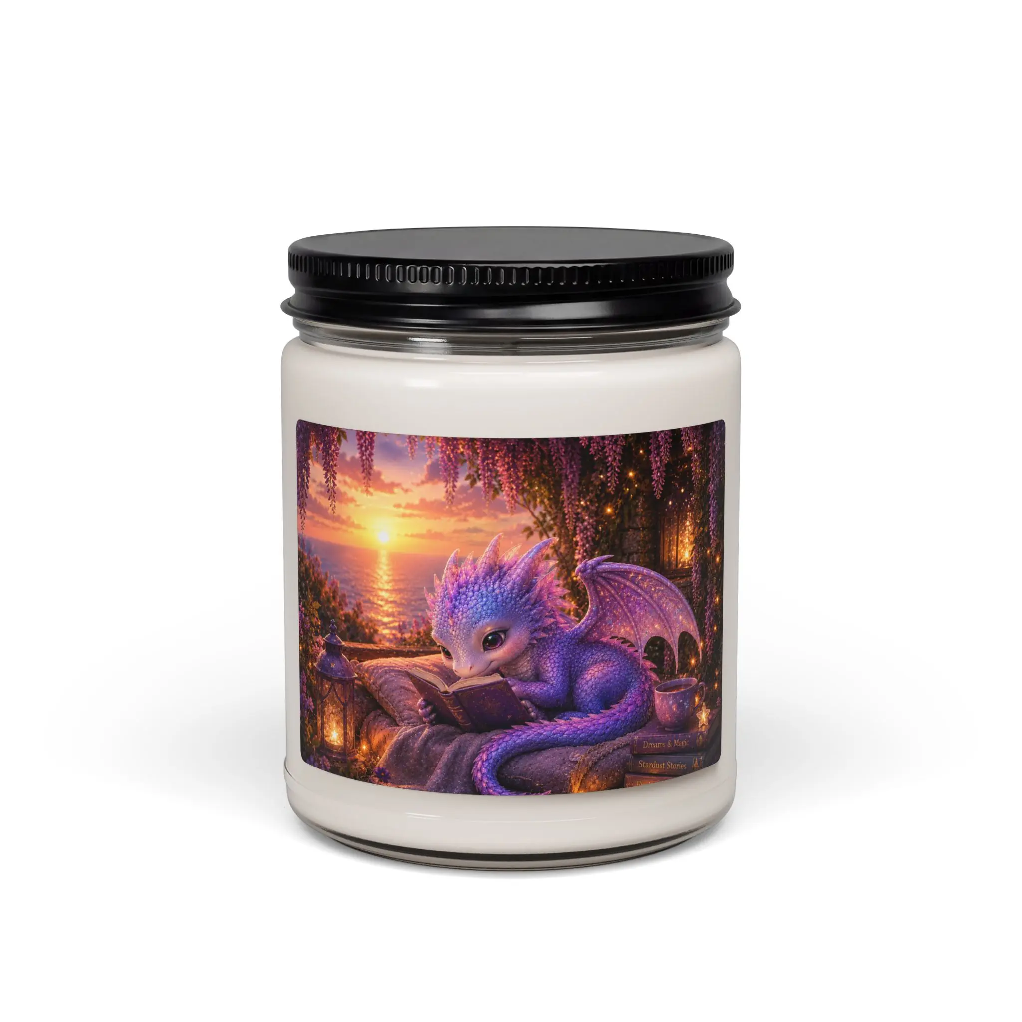 Cute Baby Dragon Soy Candle | Cozy Campfire Fantasy Candle | Whimsical Storybook Home Decor | Magical Dragon Gift | Enchanted Woodland Candle