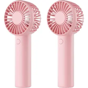 Mini Handheld Fan, Powerful 3 Speed Portable Personal Fan, Cute and Pocket Design, USB Rechargeable for Makeup/Lash/Travel/Outdoors, Summer Gift for Stylish Girls Women Kids-2 Pack