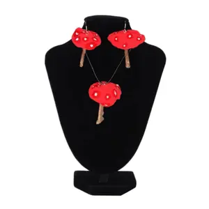 Red Mushroom Necklace & Earring Set