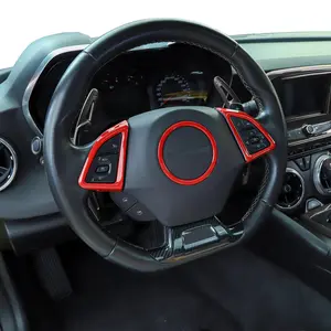 for Chevy/Chevrolet Camaro 2017+ ABS Steering Wheel Cover Trim Decorative Accessories Interior Decal Carbon Automotive Vehicle High-Quality UV & Scratch-Resistant Polyurethane Gloss Coating Easy DIY Installation
