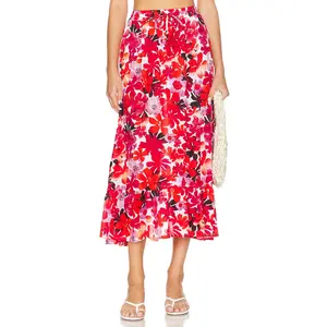 Tiare Hawaii Capri Skirt in Fiji Flowers Red