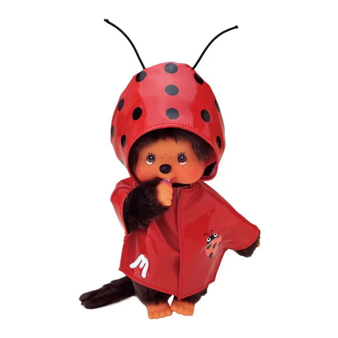 Monchhichi Ladybug Raincoat Plush Toy - Huggable Stuffed Animal, Whimsical Design Collectible Figure for Collectors