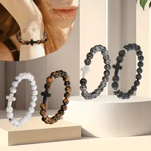 4pcs Cross Beads Bracelet for Men Women