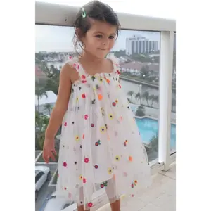10 - White Tulle Dress with Embroided Colorful Flowers