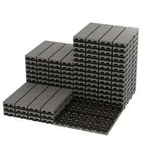 27-Pack 12"X12" Composite Deck Tiles – Waterproof Interlocking Patio Flooring for Indoor & Outdoor Use, All-Weather Plastic Wood-Grain Tiles for Patio, Balcony, Porch, Poolside (Grey, 27 Sq ft)