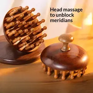 Natural Sandalwood Multi-Tooth Massage Comb with Ergonomic Handle for Scalp Meridians Promotes Blood Circulation Relieves Tension Prevents Static Electricity and Smooths Frizz Ideal for Men and Women Daily Use
