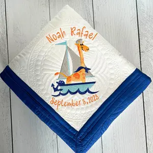 Personalized  Gio the Giraffe Baby Quilt, Custom Keepsake Blanket, Baby Shower Gift, New Baby Gift, Quilted Heirloom Blanket, Nursery Decor