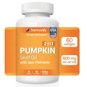 HARMONIFY  Saw Palmetto with Pumpkin Seed Oil Softgels, 2-in-1 Formula Herbal Supplement, Non-GMO & Gluten-Free, 60 Days Supply, Made in USA