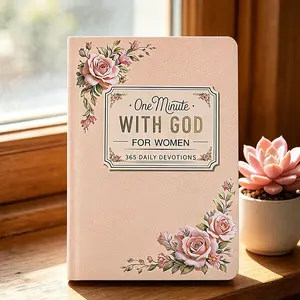 Women's Daily Devotional Notebook, 365 Days with God, Rose Cover, Hardcover Prayer Journal, Inspirational Writing Pad