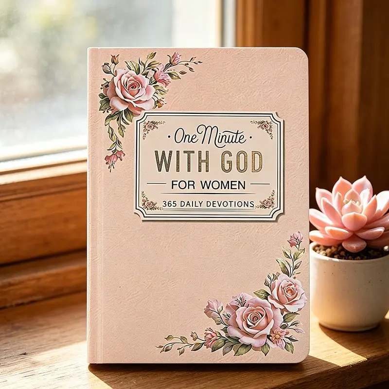 Women's Daily Devotional Notebook, 365 Days with God, Rose Cover, Hardcover Prayer Journal, Church Notes Journal, Inspirational Writing Pad, Guided Journal