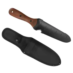 Gardening Knife with Sheath, 7" Stainless Steel Garden Knife for Weeding, Planting & Digging, Full-Tang Walnut Handle Hand Tool