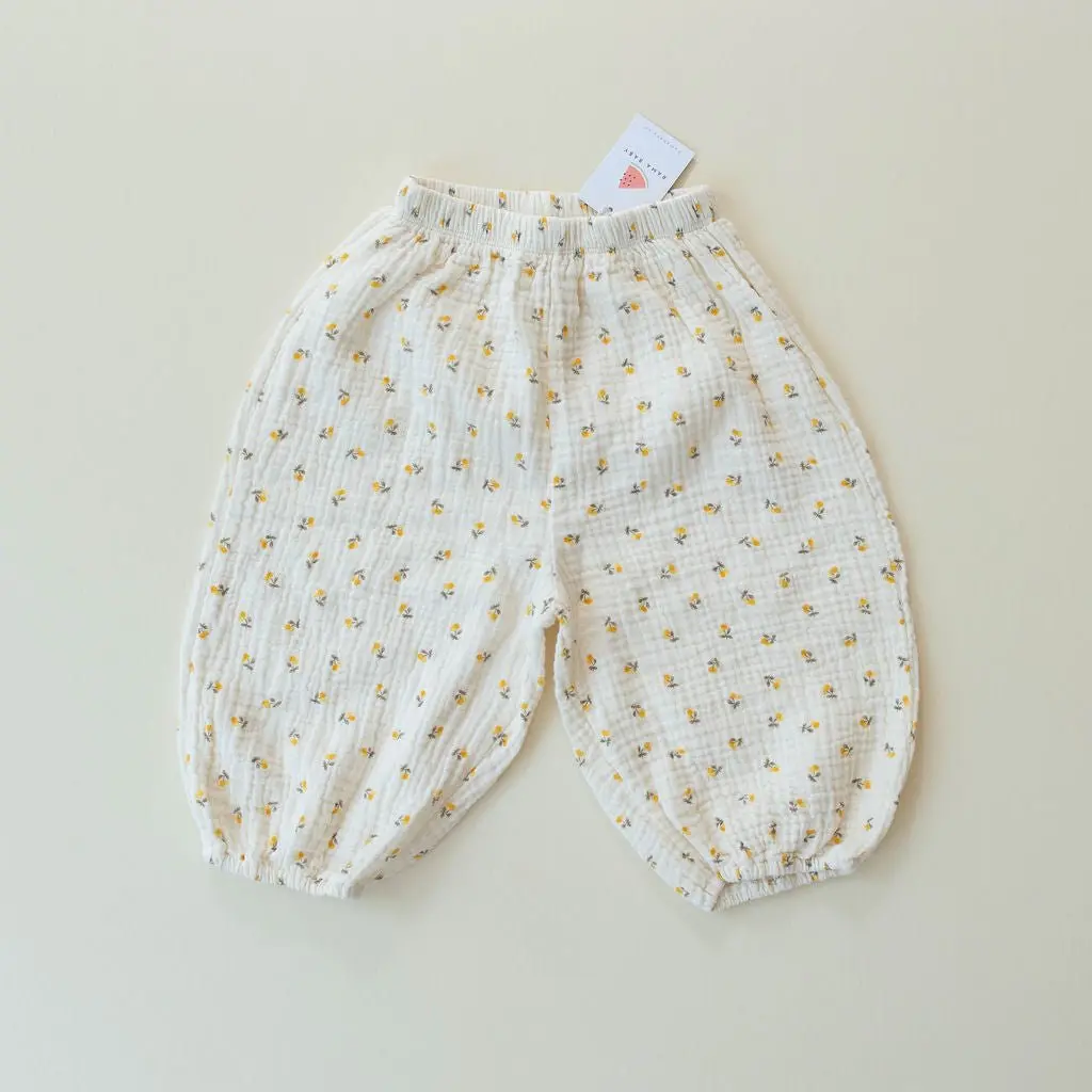 Party Bebe sausage baby quilted pants yellow cherries