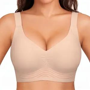 Versatile Women's Clothing Jelly Wireless Bra Deep V Push Up Seamless T-Shirt Comfortable Plunge No Underwire Bras with Adjustable Straps Everyday Bras