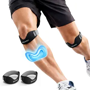 NEOAPEX 2-Pack Silicone Patellar Tendon Support Strap, Adjustable Knee Pain Relief Brace for Runners Knee, Jumper's Knee, Hiking, Basketball, Soccer & Gym, Comfortable Non-Slip Knee Straps for Men & Women