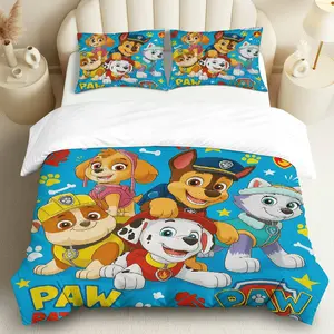 3PCS Duvet Cover Set, 1 Duvet+2 Pillowcases(Without filler),  Dog Patrol Fun Adventure theme, Christmas bedding set, Colorful  Room Playroom Nursery Bedroom Suitable for decoration, Kids Room Bedding Set.