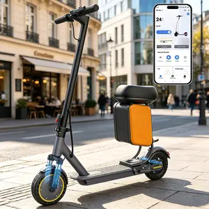 8.5-inch Multifunctional Electric Scooter with Seat, 36V 5.2AH Battery, Dual Shock Absorption, Smart App Control, Thick Soft Seat Cushion, 11L Storage Bag for Sports & Outdoor Fitness Use