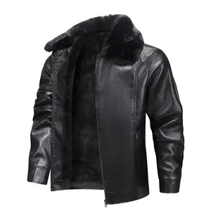 "Classic Black Leather Jacket with Faux Fur Collar | Ultimate Warmth & Timeless Style " Casual Formal