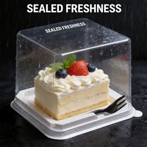 10pcs Japanese Square Inner Round Box with Random Colors, Transparent Sweet Treat Packaging, Anti-Mist Mousse Container, Ideal for Cake Shops
