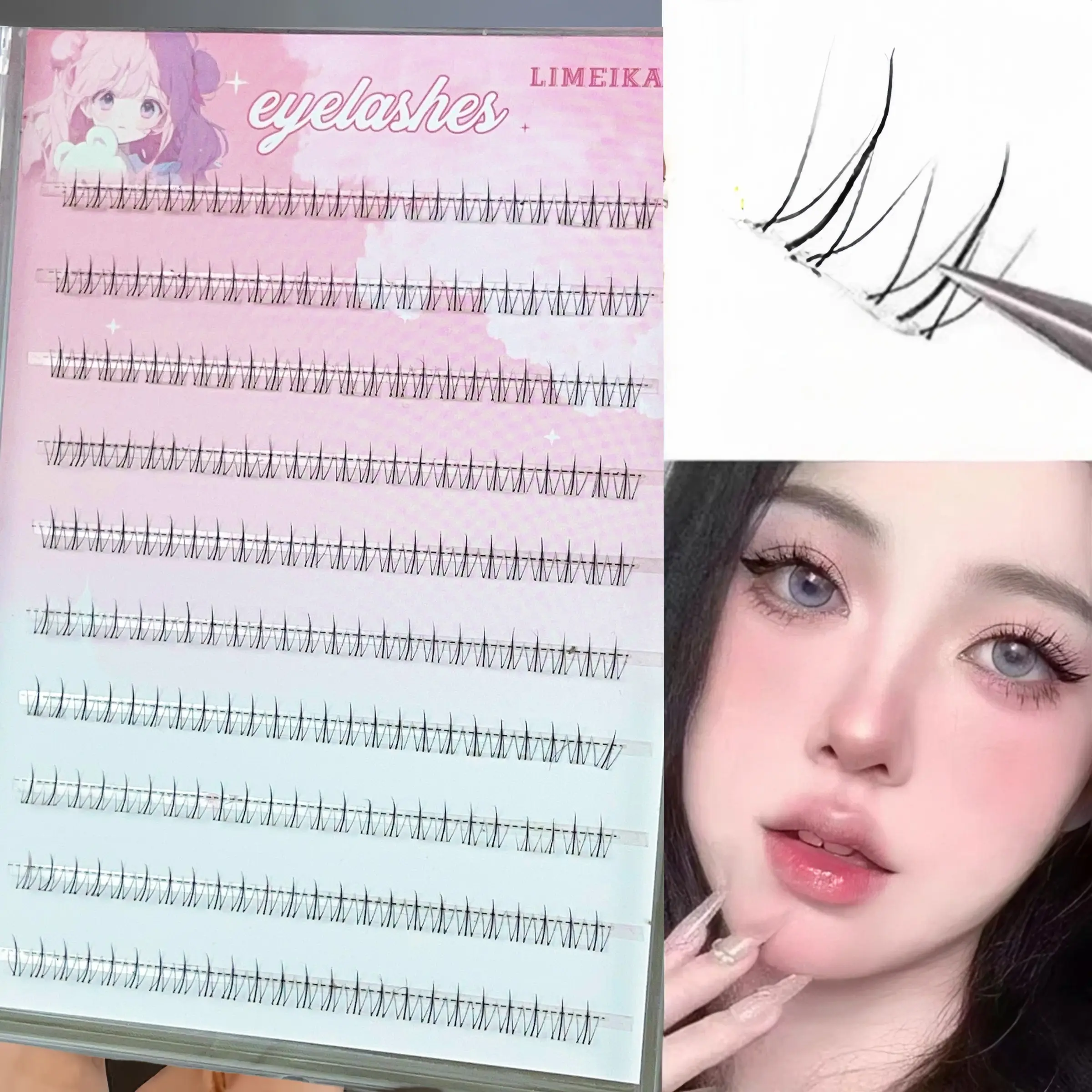 240 Clusters Small Flames Glue-Free Lower Eyelashes, Natural Simulation, Segmented Transparent Stems, Super Soft, Easy Application, Fluffy Eyelashes Cluster, Cluster False Eyelashes, Eyelash Falsies
