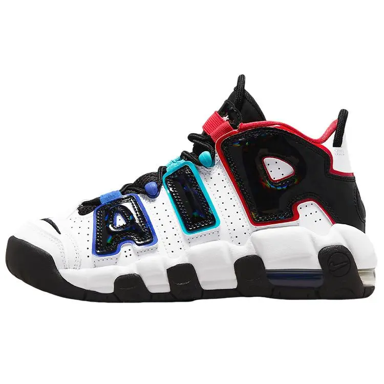 Nike Air More Uptempo GS All-Star Versatile Comfort Mid Top Basketball Shoes Kids'' Black White FV0838-100