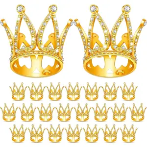 24 pcs crown cake topper mini crown tiny queen crown small princess headpiece cake decoration for women lady girl bridal wedding royal themed baby shower decor birthday party