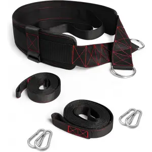 Sled Pulling Belt, Adjustable Closure, 2 Straps & 4 Hooks for Multidirectional Resistance Training, Strength and Agility