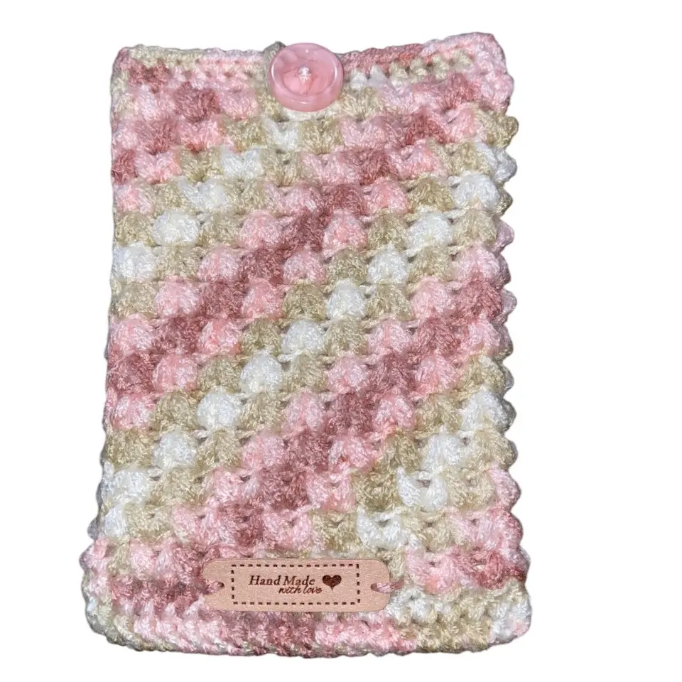 Handmade Crocheted Cover Sleeve for Kindle Paperwhite E-Reader - Rose Gold Multicolor - Vegan Leather Tag - Screen Protector - Gift for Book Lovers and Bookworms - BookTok - Mother's Day - iPad - Tablet Nook - Easy Care - Soft Padded Cover