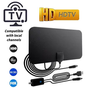 Digital Indoor TV Antenna, Smart Ic Chip, 50 Mile Signal Boost, HD and More Free Channels, Thin Design, Easy Installation, Long Cable