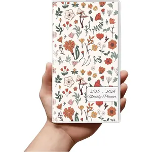 Pocket Calendar 2025-2026 Planner, Daily Weekly Monthly Planner Jan 2025 to Dec 2026 (3.7" x 6.7") Page Size, Daily Planner 2025 for Purse - Wildflower
