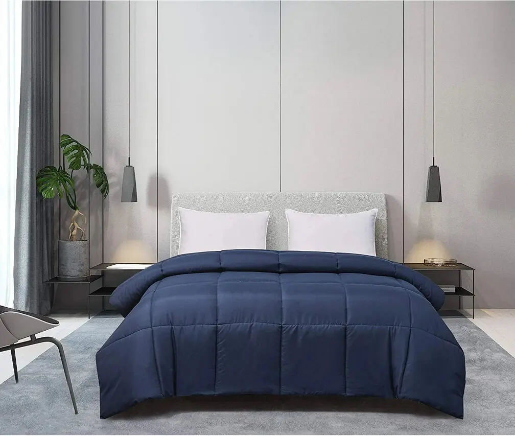Blue Ridge Home Fashions Classic Microfiber Shell Down Alternative Comforter - Self-Piped Edge, Hypoallergenic, Soft, Durable, Machine Washable, Double-Stitch, Ideal for Dorm, Guest Room, Year-Round Use, Master Bedroom