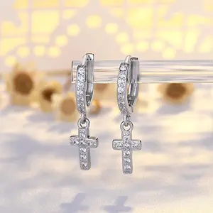 LisiZen New Cross Zircon Ear Clips for Men and Women, Stylish Earrings, Street Fashion, Trendy Hip Hop Rap Accessories DZEH5509/DZEH5510/DZEH5511
