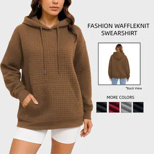 LOVE YOUSELF- Women's Waffle Hoodie Women's Long-Sleeve Hooded Sweatshirt (with Kangaroo Pockets) Women's Solid Color Hoodie Drawstring Basic Hoodie Women's Fall/Winter Outerwear Comfortable and Versatile