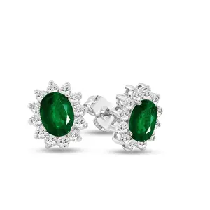 Halo Gem Earrings in Emerald by AZ Essentials