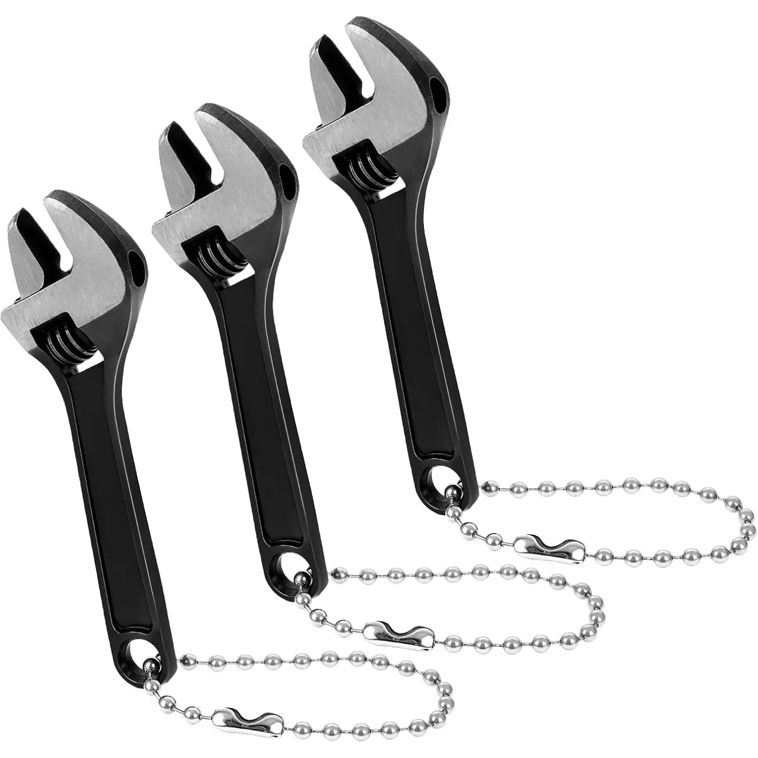 3 count 2.5'' Tiny Adjustable Wrench, Mini Wrenches Small CrescentWrench Chain Wrench CrescentWrench Set Locking Adjustable Keychain Wrenches Hand Knurl Tool for Repair  Equipment