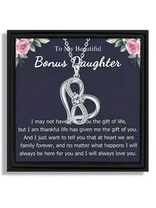 1 piece Valentine's Day warm eternal heart pendant necklace for bonus daughter with blessing card and box Love Heart Necklace