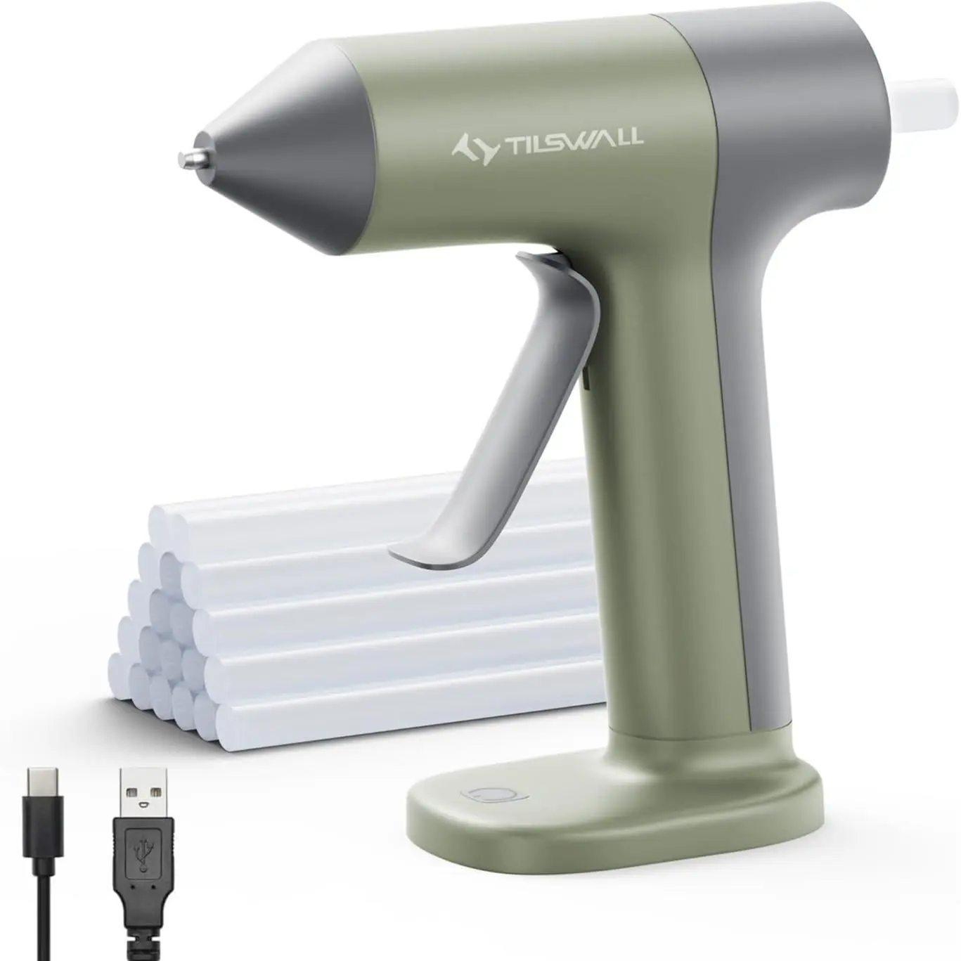 #3 Tilswall【Gift for DIY Lovers】 Cordless Hot Glue Gun, Rapid 30s Preheat with 20 Premium Glue Sticks, 2000mAh Type-C Rechargeable, Ideal for DIY Crafts, Home Repairs, and Gift Making Adhesives