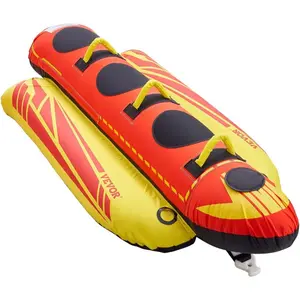 VEVOR Towable Tubes for Boating, 1 - 3 Riders Inflatable Boat Tubes and Towables, 510lbs Capacity Hot Dog Water Sport Tube for Boat to Pull - with Full Nylon Cover, Padded Handles Speed Safety ValveVEVOR Super Brand Day