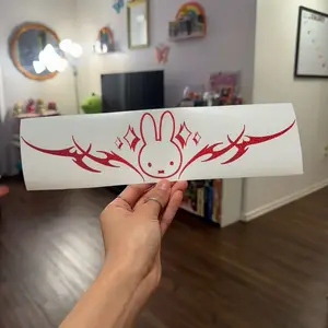 Cute Bunny Tramp Stamp Vinyl Decal for Car Laptop Window Bumper Sticker Fun Tribal Bunny Design Decal