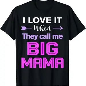 [100% Cotton] Bold Big Mama Love T-Shirt With Playful Pink Lettering .