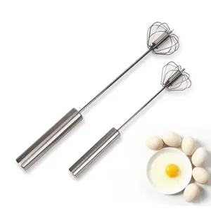 Stainless Steel Egg Whisk, Hand Push Rotary Whisk Blender, Versatile Milk Frother, Hand Push Mixer Stirrer for Blending, Whisking, Beating & Stirring (12in)