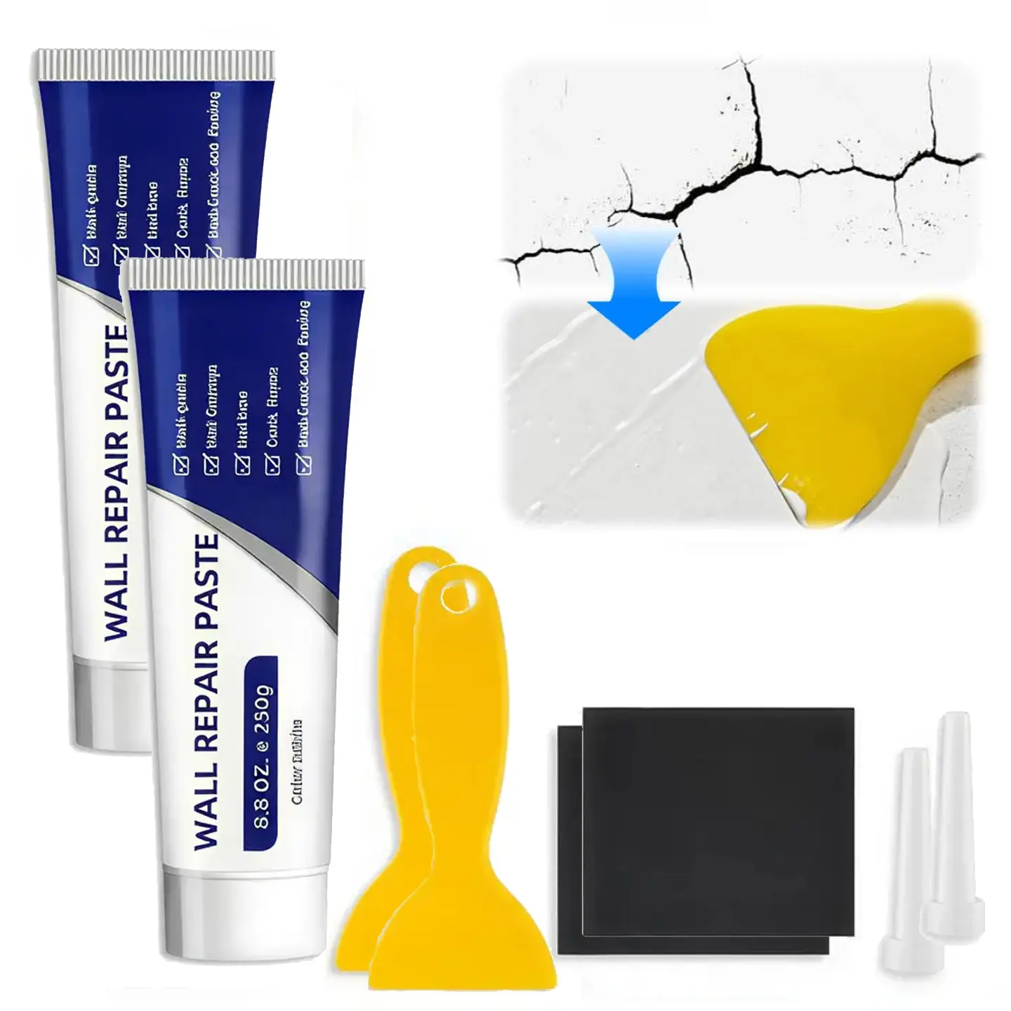 CLOUDSEA 2 Counts Drywall Repair Kit with Scraper, White Spackle Wall Hole Filler Paste, Plaster Crack & Dent Patch Repair