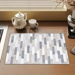 Silica Mud Coffee Machine Mat, Vertical Stripe Design, Quick-Dry Water Absorbent Pad, Non-Slip Heat Insulation for Kitchen, Kitchen Decorative Placemat, Coffee Table Mat
