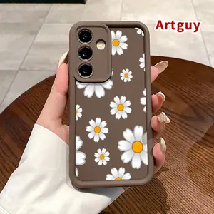 Phone Case Compatible with Samsung Galaxy S23 Ultra S24 Plus S25 S22+ Daisy Delight Full Body Protection Shockproof Soft Silicone Cover