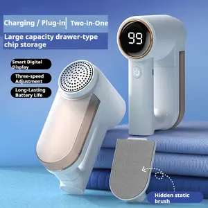 Fabric Shaver Lint Remover Rechargeable Electric Portable Sweater Defuzzer with 3 Speeds Digital LED Display for Clothes Furniture Sweater Couch Blanket