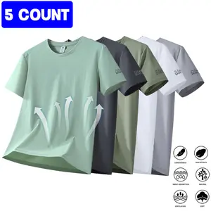 Men’s Oversized Casual Sports T‑Shirt Pack of 5 Quick-Dry Stretchy Breathable Comfortable Fitness Shirts