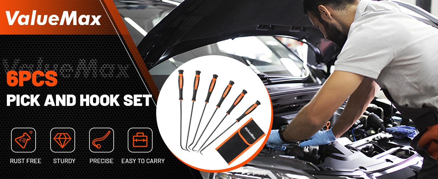 #backtoschool ValueMax Pick and Hook Set, Precision Pick Set with Tool Bag, Perfect for Automotive/Electronic Repair, O-Ring/Oil Seal Gasket Puller and Remover(6 Packs)