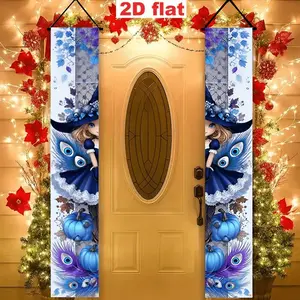 2pcs Autumn and Winter Door Couplet Banner Logo Pumpkin Feather Elf Design (3) 70.8x12 Inch Hanging Banners and Flags, Holiday Party Farmhouse Decoration, Home Outdoor Decoration,