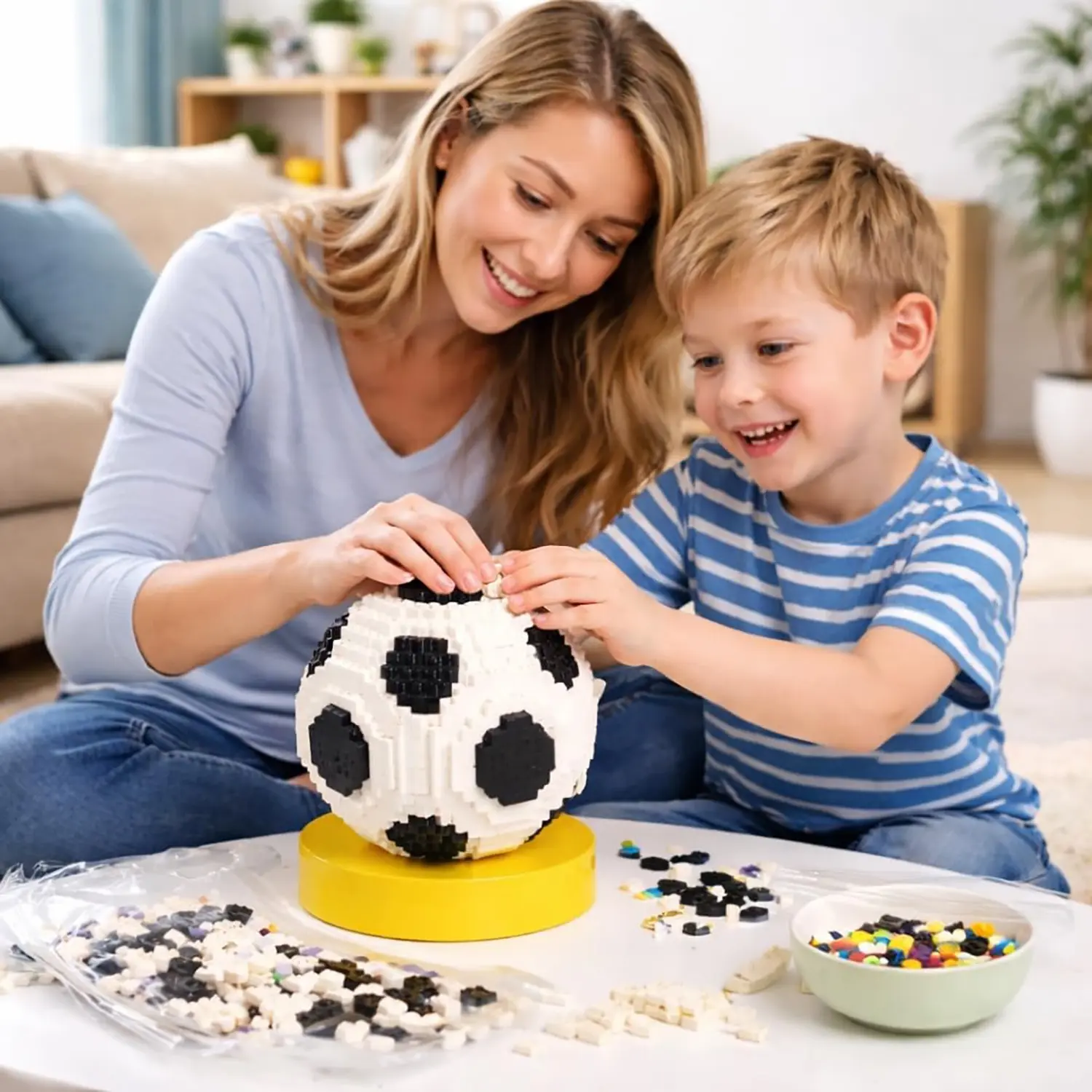 Football Creative Building Blocks, Soccer Building Block 735 Pieces, Free Assembly Puzzle Toy, Stem Education Toy for Kids Aged 8+, Gift for Boys and Girls